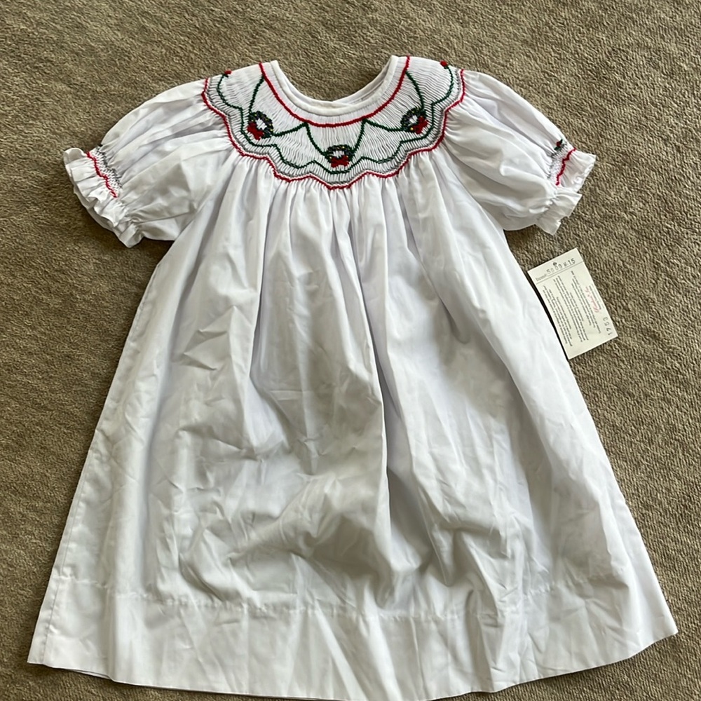 Rosalina smocked Christmas wreath dress . Size 24mo new with tags